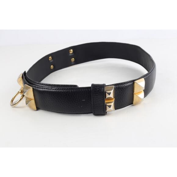 Vintage Black Studded Leather Adjustable Waist Belt Size 75 main image 15